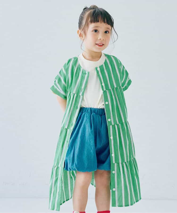 ★SALE★【リンク】ストライプ前後2WAYティアードシャツワンピース