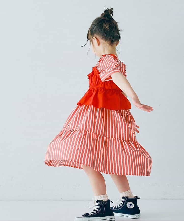 ★SALE★【リンク】ストライプ前後2WAYティアードシャツワンピース