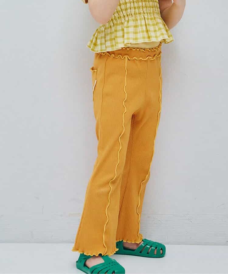 配色メロウのストレッチリブフレアパンツ リンク セットアップ可