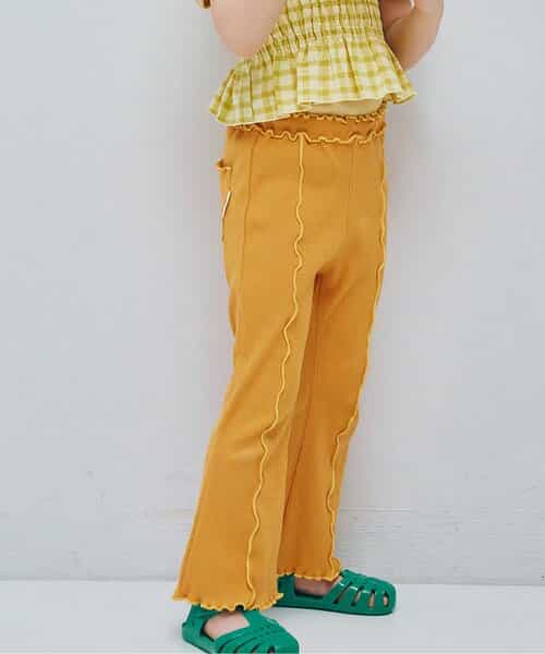 配色メロウのストレッチリブフレアパンツ リンク セットアップ可