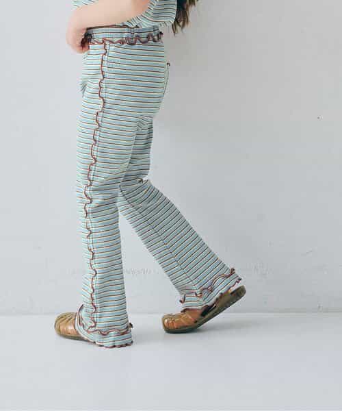 先染めボーダーワッフルメロウパンツ リンク セットアップ可