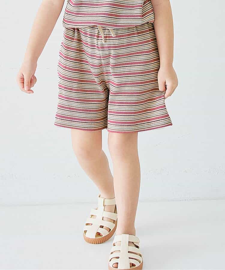 ★SALE★【リンク】マルチボーダーワッフルハーフパンツ_セットアップ対応