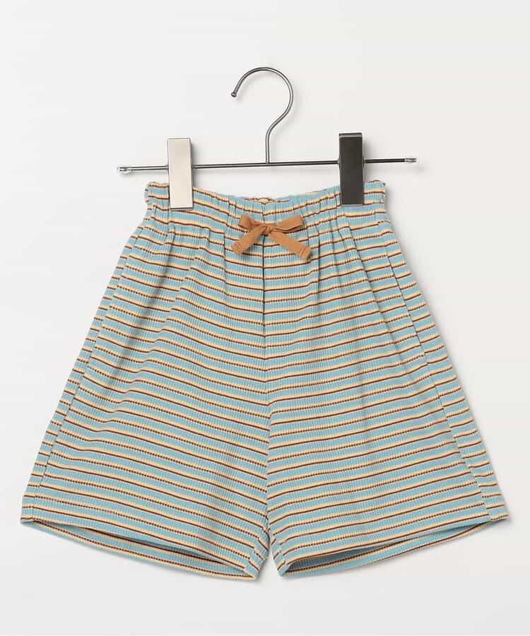 先染めボーダーワッフルハーフパンツ リンク セットアップ可