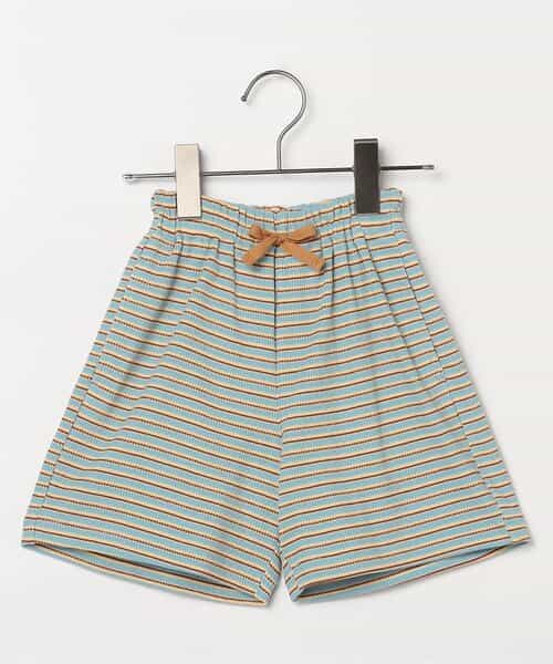 先染めボーダーワッフルハーフパンツ リンク セットアップ可