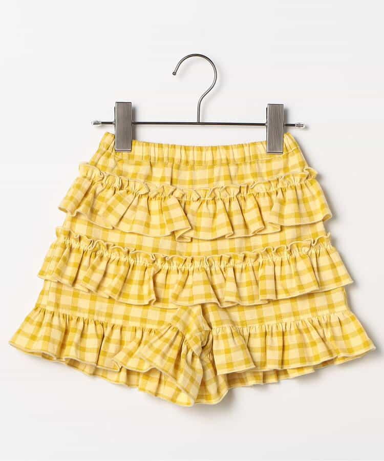 先染めチェックのフリフリフリルパンツ リンク セットアップ可