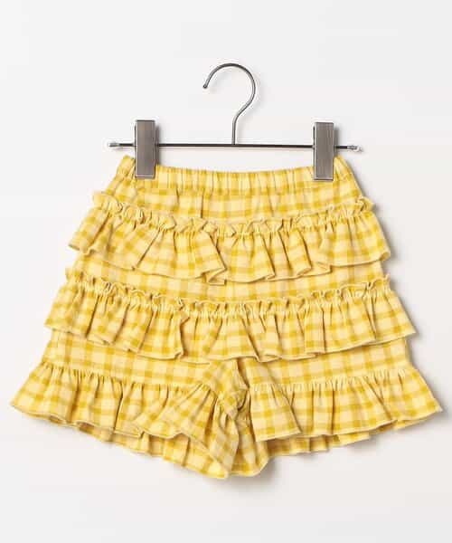 先染めチェックのフリフリフリルパンツ リンク セットアップ可