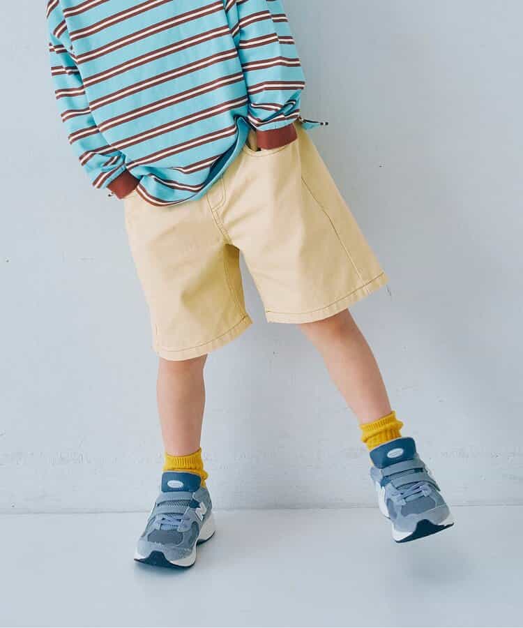 カラーツイル＆デニムワイドハーフパンツ リンク