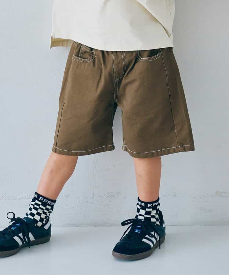 カラーツイル＆デニムワイドハーフパンツ リンク