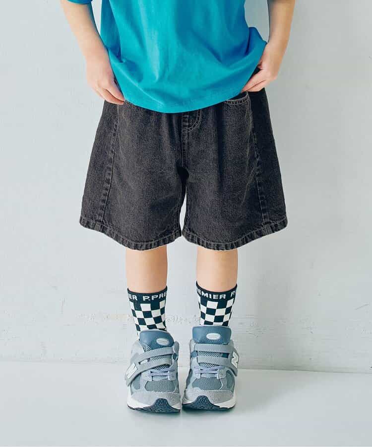 カラーツイル＆デニムワイドハーフパンツ リンク