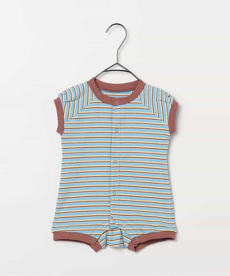 先染めボーダーワッフルロンパース リンク