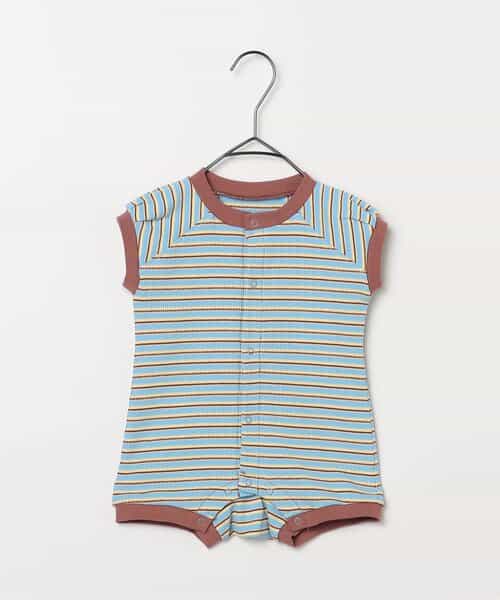 先染めボーダーワッフルロンパース リンク