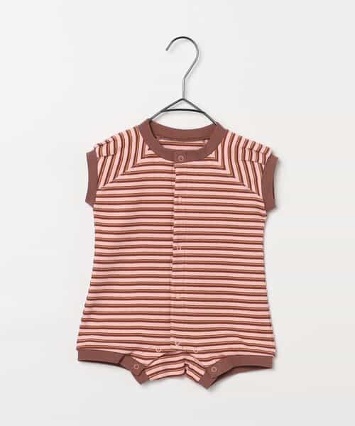 先染めボーダーワッフルロンパース リンク