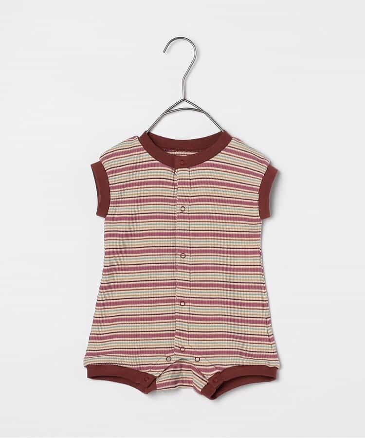 【リンク】マルチボーダーワッフル前あきロンパース