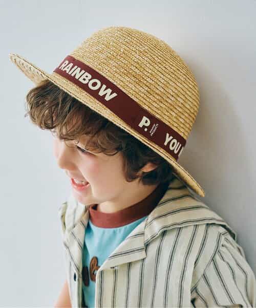 ロゴリボンストローハット