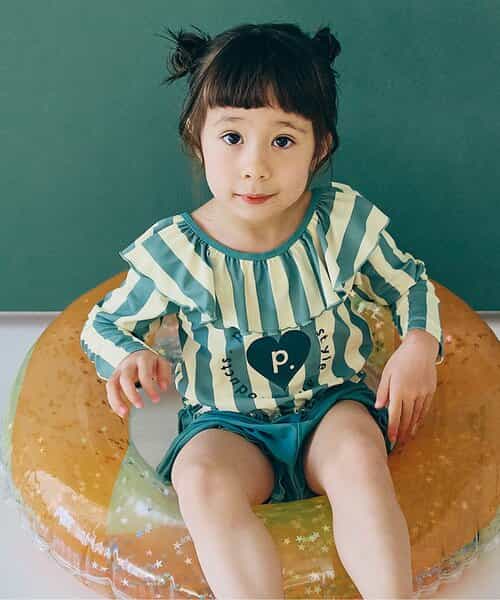 ★SALE★【リンク】ラッシュガードいらずのフリル衿セパレート水着