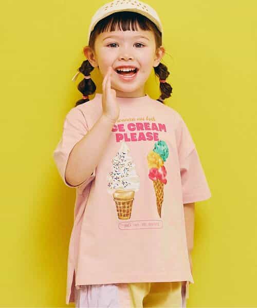 アイスクリームアイコニックプリントクルーネックTシャツ ピンク Icecream Tシャツ/アイスクリームTシャツ/プリントTシャツ
