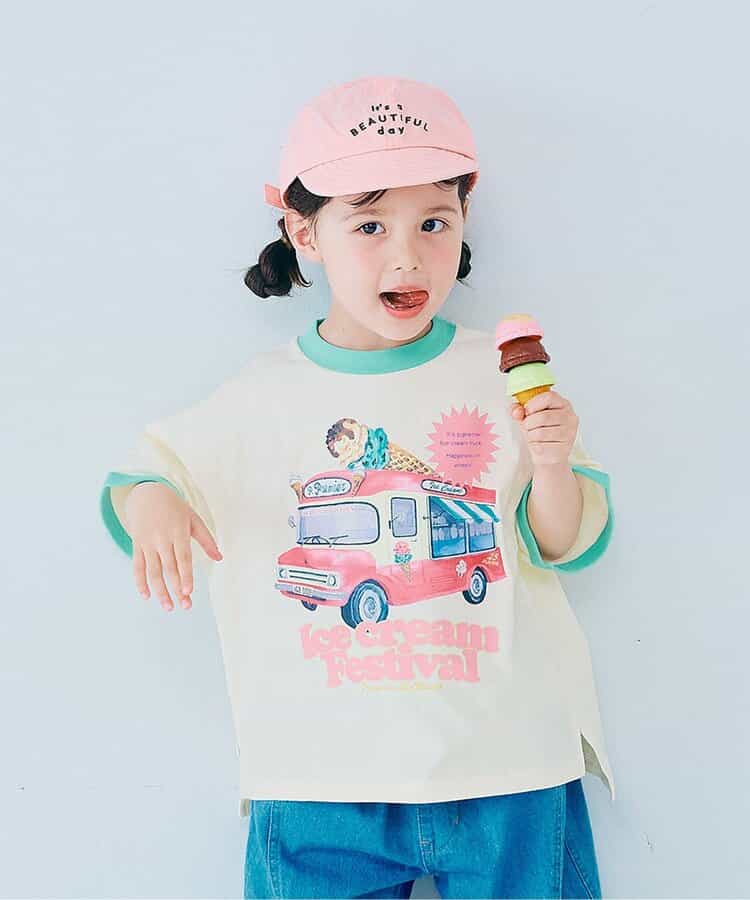 いろんなアイスちょーだいグラフィックリンガーTシャツ 全8色