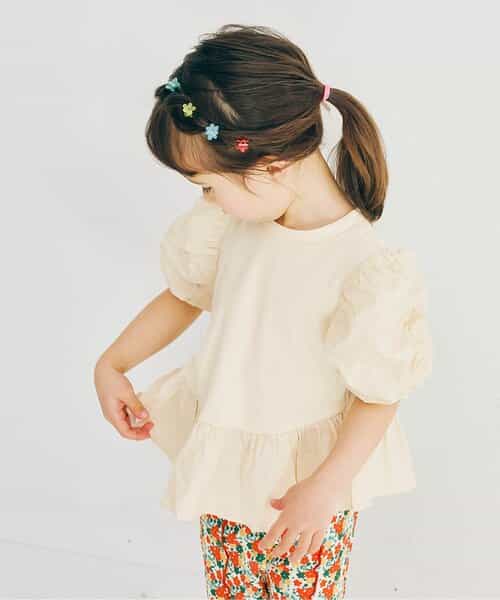 ◇11/3(月)23:59で販売終了◇★SALE★【リンク】シャーリングパフスリーブペプラムTシャツ