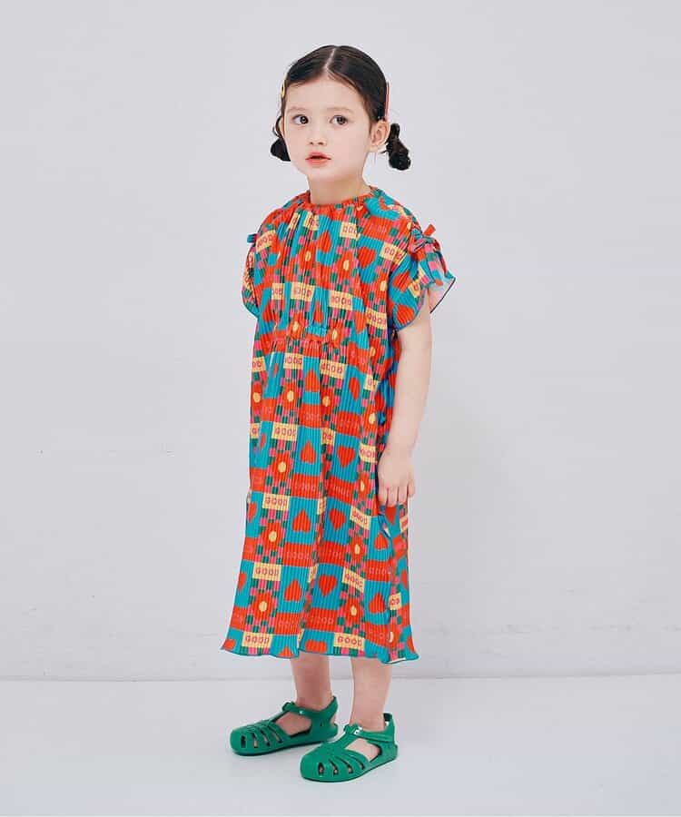 さらさら涼しいエアリープリーツ総柄ワンピース リンク