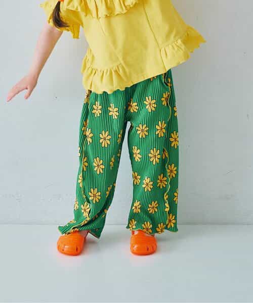 さらさら涼しいエアリープリーツ総柄ワイドパンツ リンク