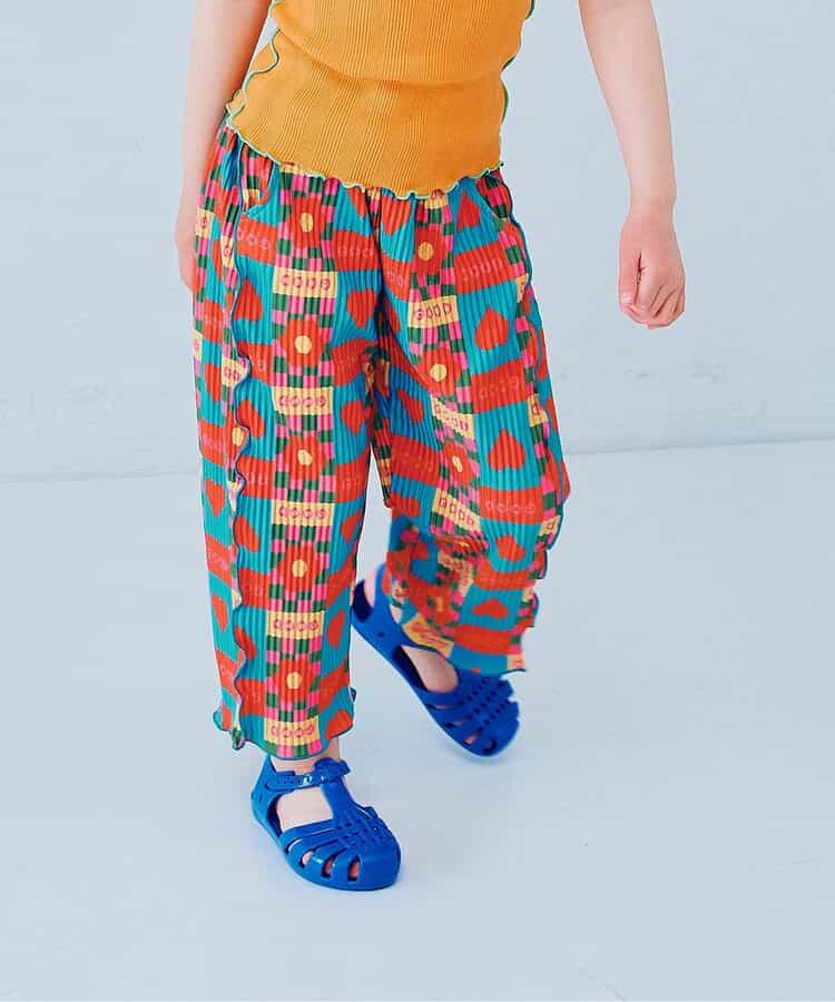 さらさら涼しいエアリープリーツ総柄ワイドパンツ リンク