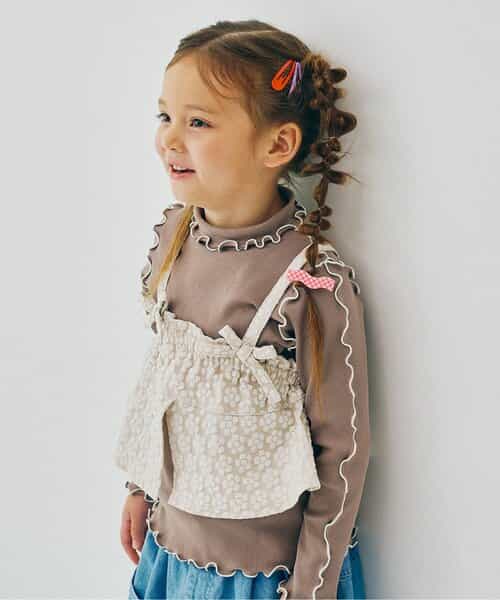 花柄ジャガードビスチェリブトップスセット