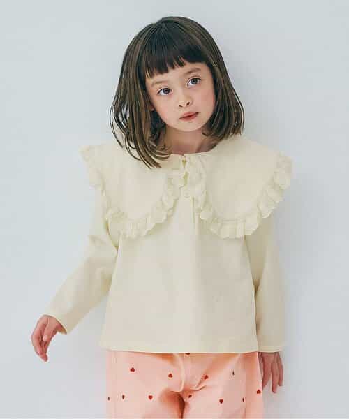 レーストリムフリル衿カットソートップス