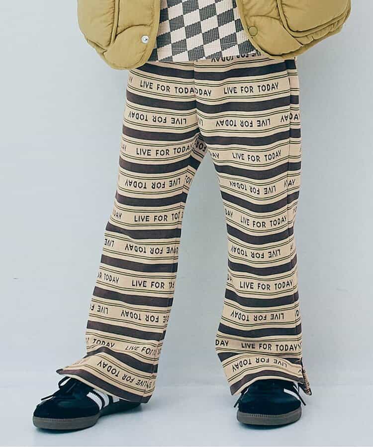 総柄カットジャガード裾スリットフレアパンツ リンク セットアップ対応