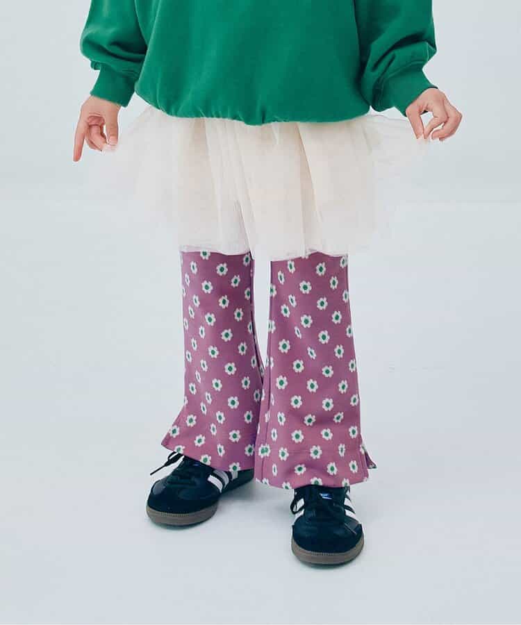 総柄カットジャガード裾スリットフレアパンツ リンク セットアップ対応