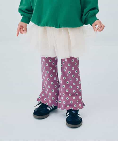 総柄カットジャガード裾スリットフレアパンツ リンク セットアップ対応