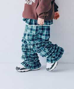 フランネルチェックリラックスストレートフリルパンツ リンク_924452