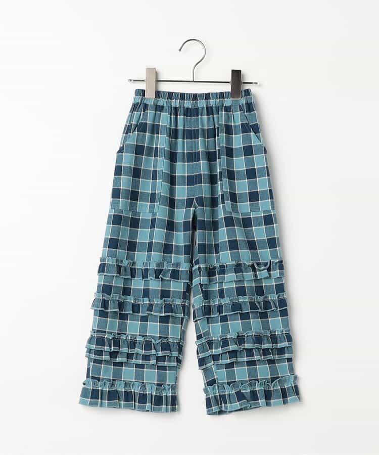 フランネルチェックリラックスストレートフリルパンツ リンク_924455