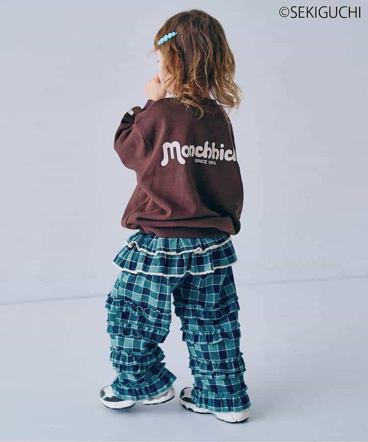 フランネルチェックリラックスストレートフリルパンツ リンク_966640