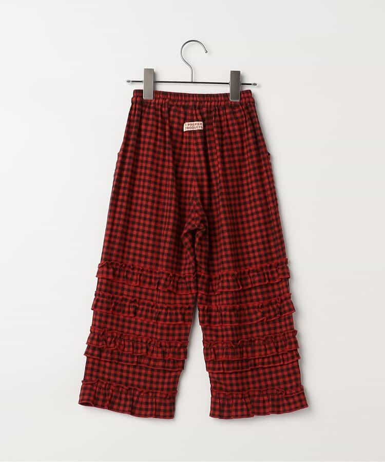 フランネルチェックリラックスストレートフリルパンツ リンク_924458