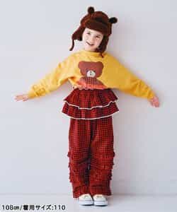 フランネルチェックリラックスストレートフリルパンツ リンク_924466
