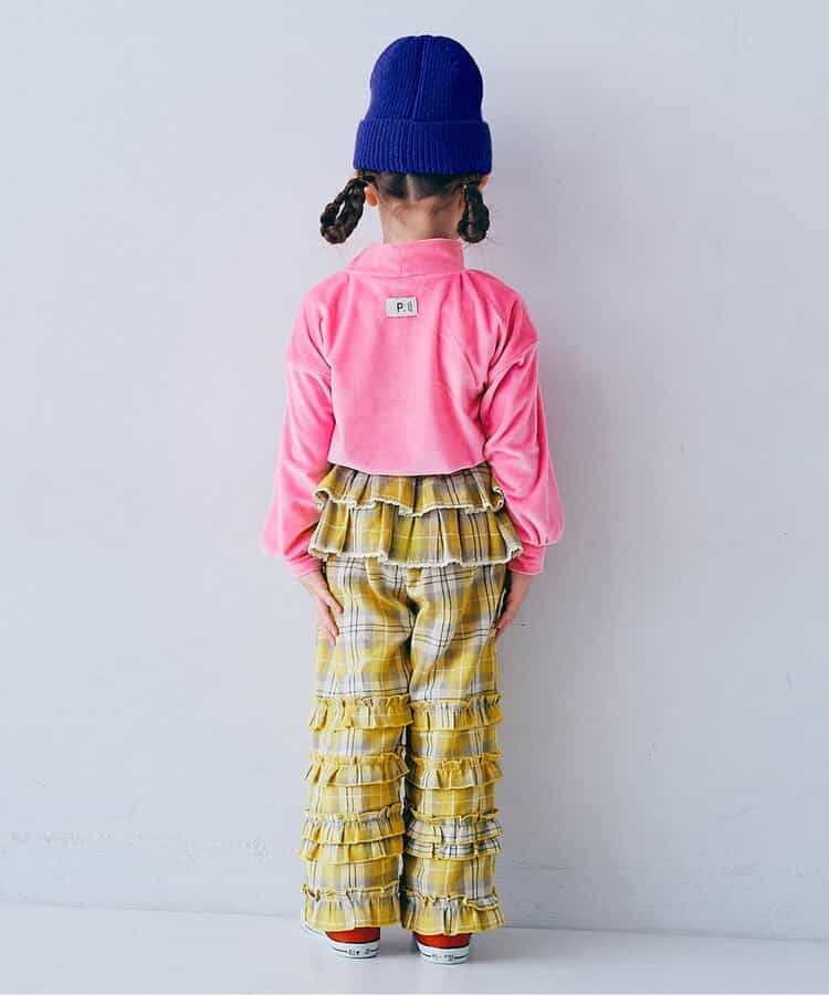 フランネルチェックリラックスストレートフリルパンツ リンク_924470