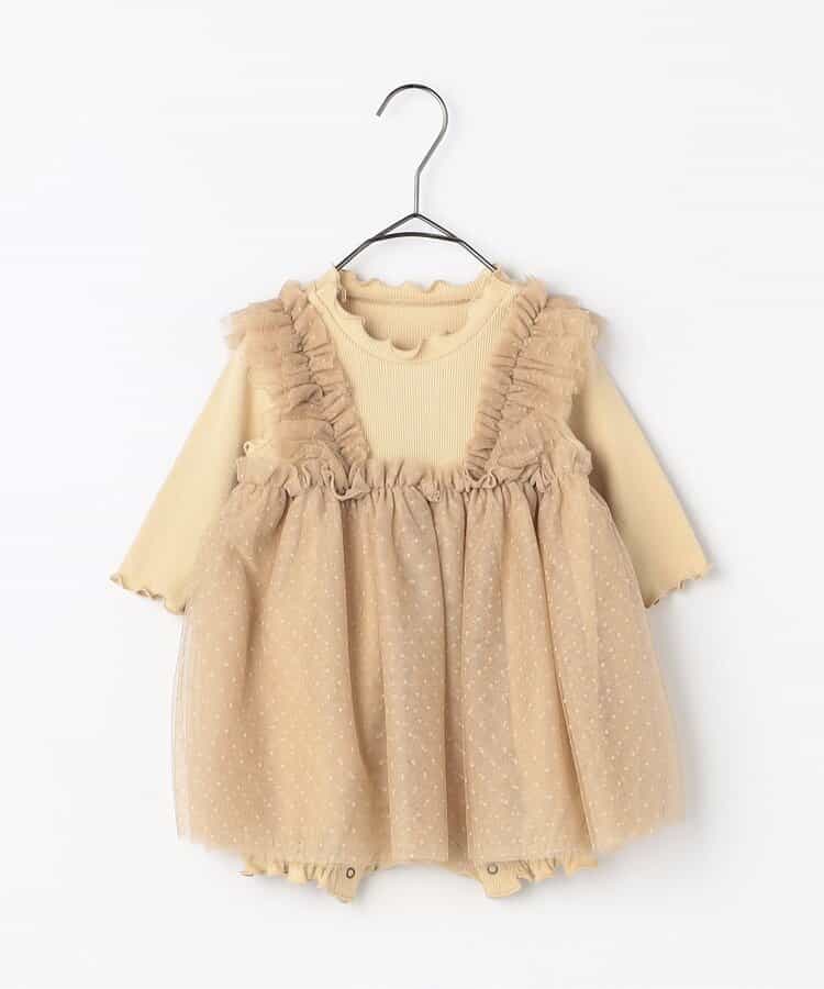 ドットチュールフリルワンピロンパース リンク