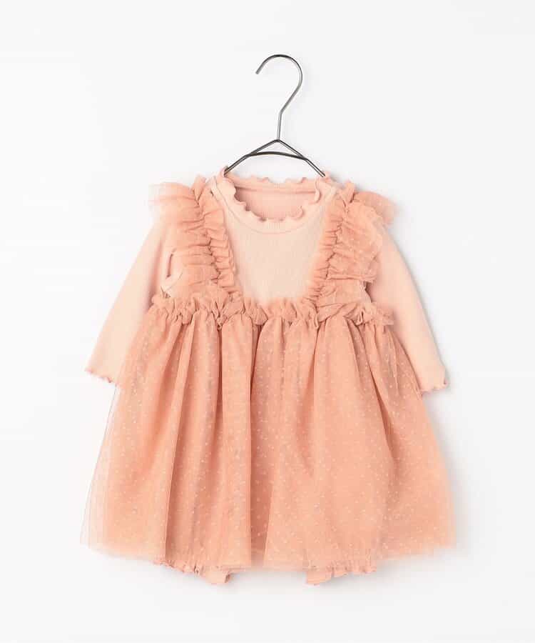 ドットチュールフリルワンピロンパース リンク