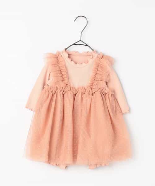 ドットチュールフリルワンピロンパース リンク