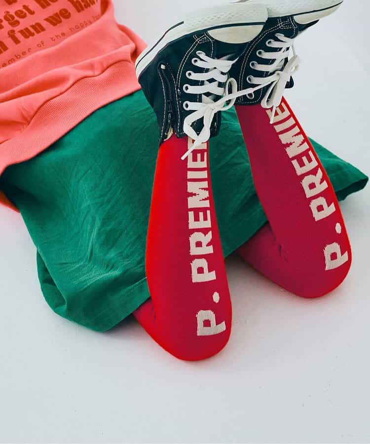 フロントロゴデザインカラフルタイツ