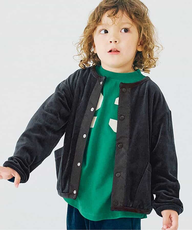 ベロアタッチのメルティ起毛フリーススナップカーディガン リンク