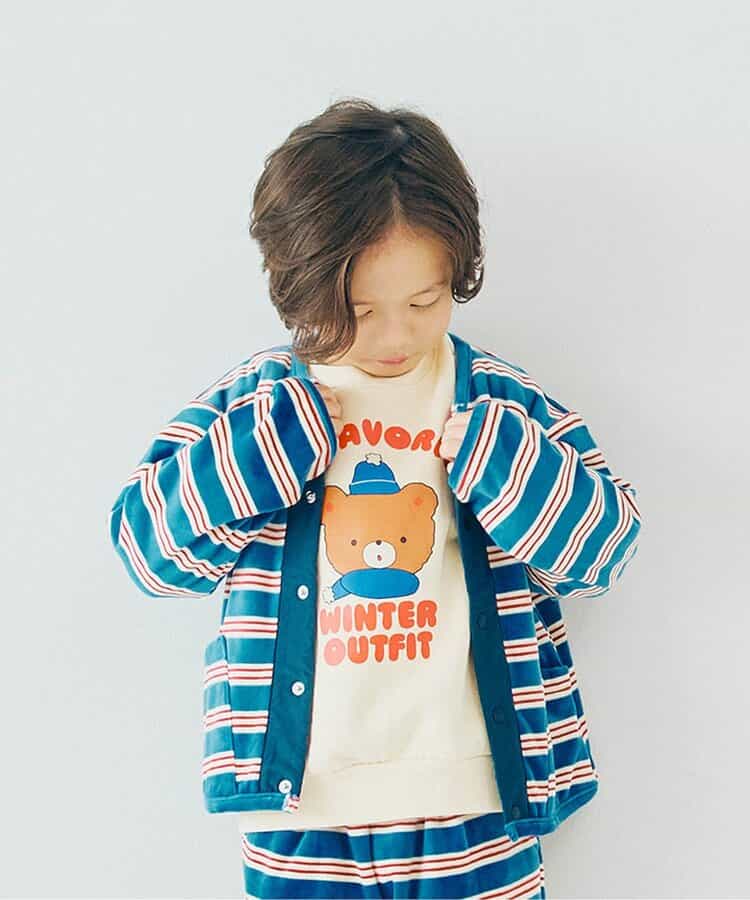 ベロアタッチのメルティ起毛フリーススナップカーディガン リンク