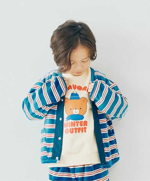 ベロアタッチのメルティ起毛フリーススナップカーディガン リンク