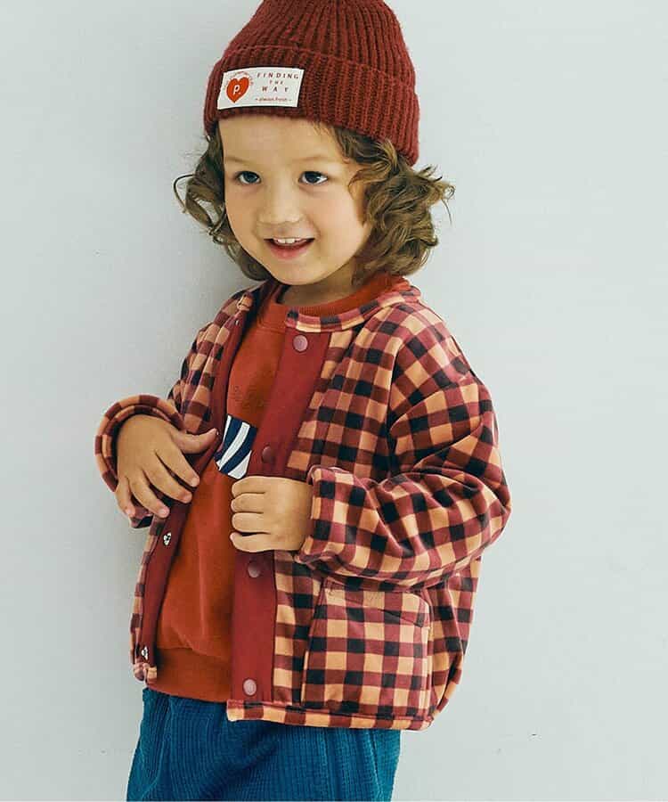 ベロアタッチのメルティ起毛フリーススナップカーディガン リンク