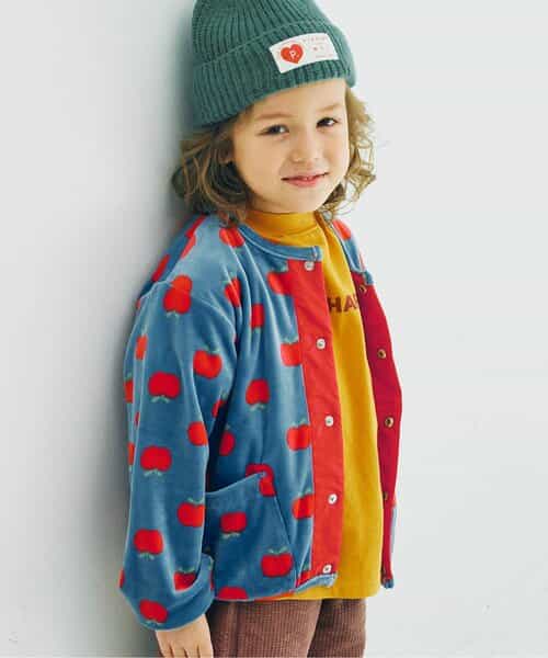 ベロアタッチのメルティ起毛フリーススナップカーディガン リンク