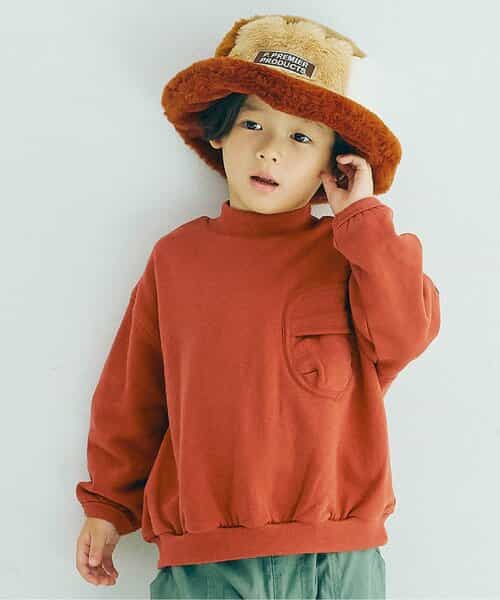 裏起毛モックネックポケットトレーナー