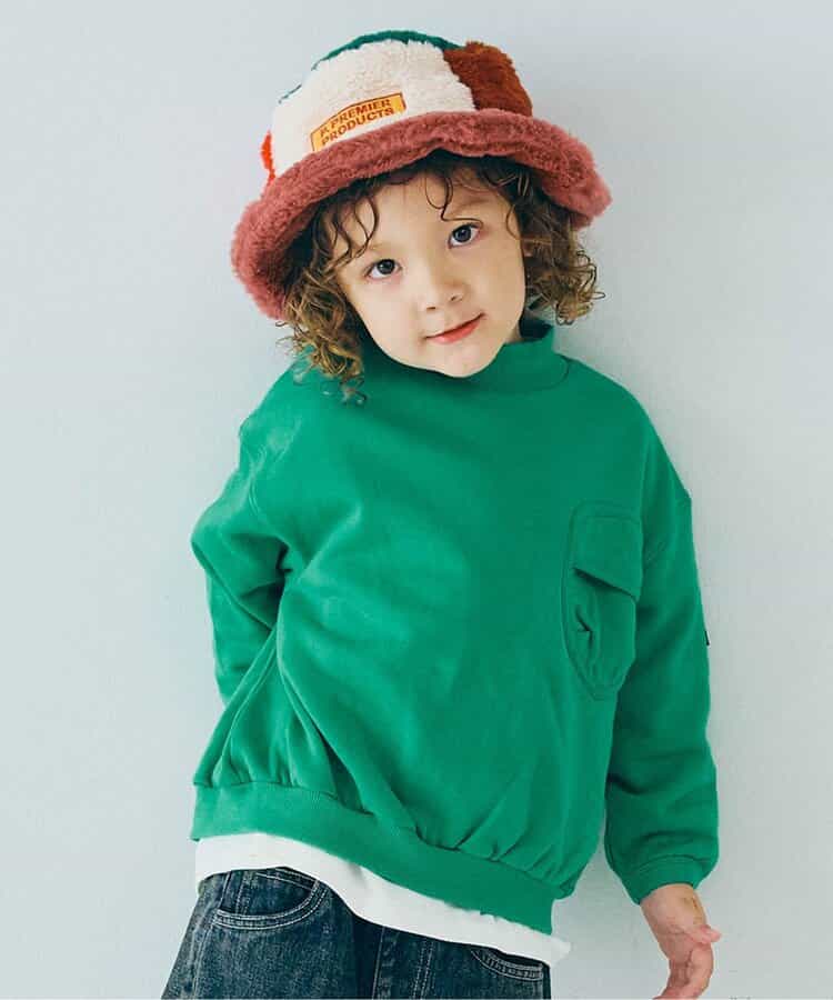 裏起毛モックネックポケットトレーナー