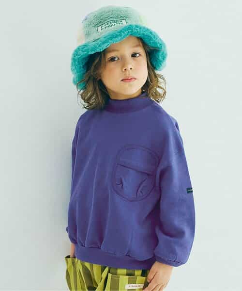 裏起毛モックネックポケットトレーナー