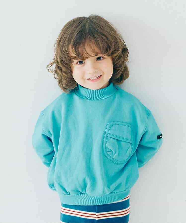 裏起毛モックネックポケットトレーナー