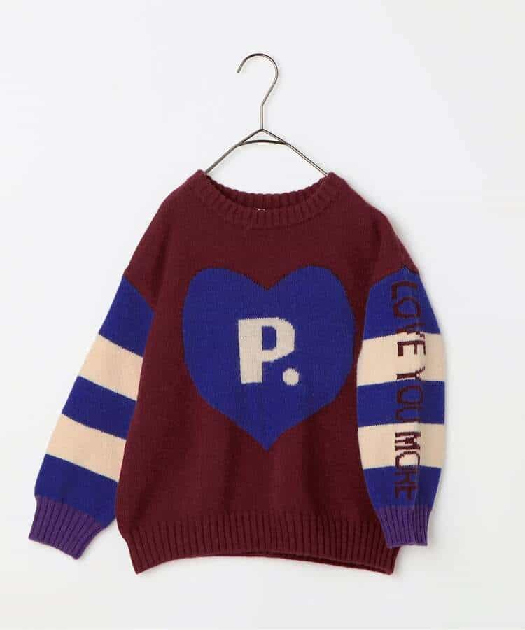 大きなP.ハート！カラフルジャガードセーター